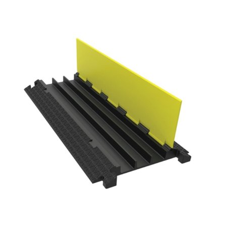 KABLE KONTROL ATLAS Cord Protector - 2 Channel - Medium Duty Rubber - 1.18" x 1" Channels - Black Base With Yellow Lid CP9972